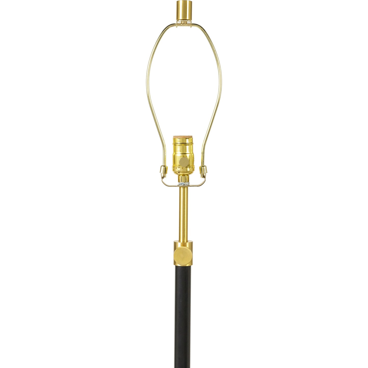 005 SI-1915819 | Closeup | Aberdeen Floor Lamp by Surya in gold, cream, black, white, metallic brass and polishedpolishedpaintedpolished. Made from shade (outside): linen, shade (inside): polyester, body: metal, base: metal, finial: iron, finial: metal, ha