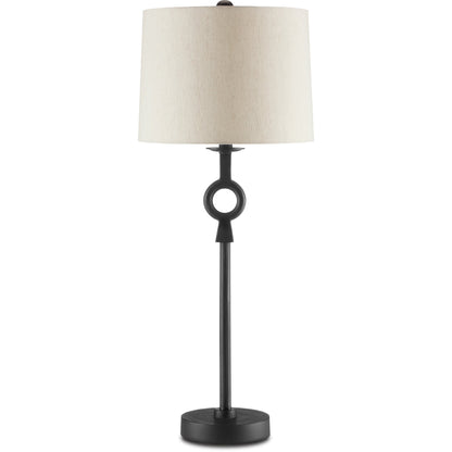 Germaine Table Lamp by Currey and Company in antique brass. Made from aluminum in a transitional style.