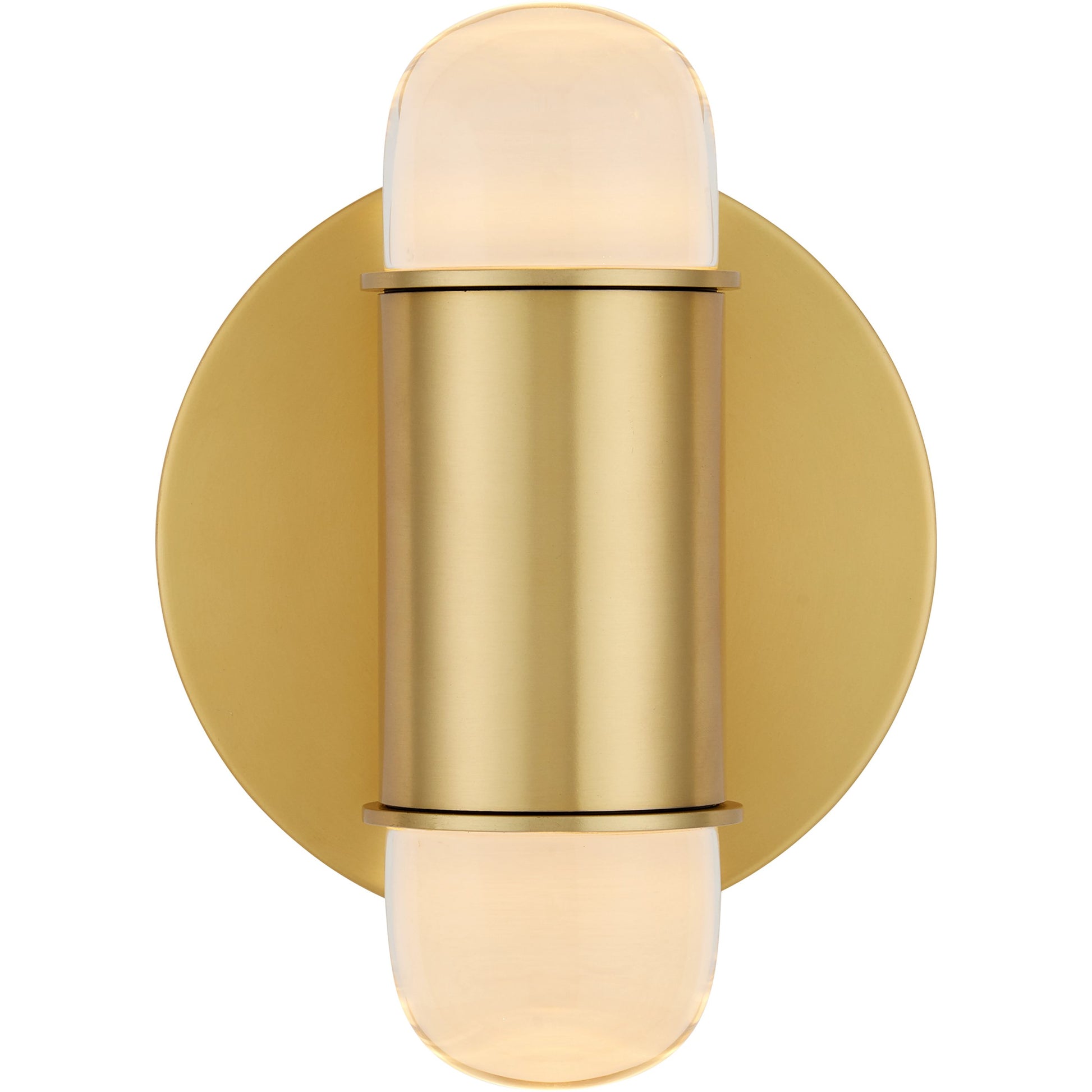 Capsule Wall Sconce by Currey and Company in brushed brass, clear. Made from metal, optic crystal in a modern style.