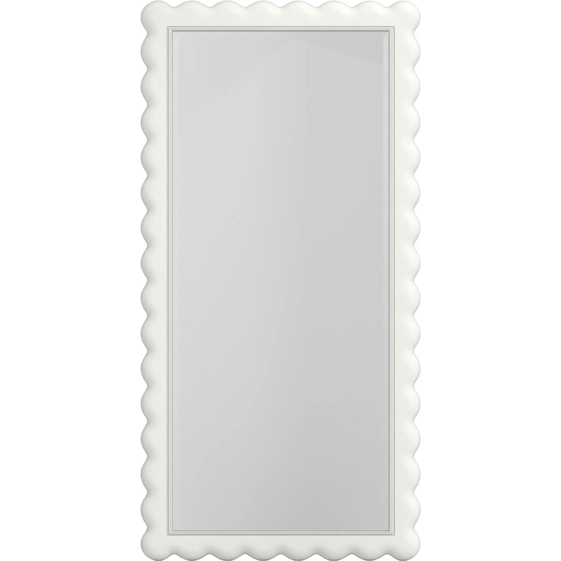 Haven Floor Mirror by A.R.T. Furniture in warm white. Made from parawood solids, oak veneer in a transitional style.