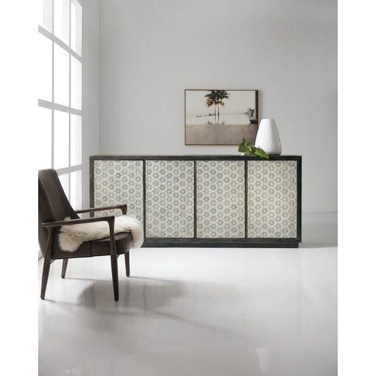 Greystone Credenza by Hooker Furniture in dark oak, grey. Made from oak veneers, resin in a unique style.