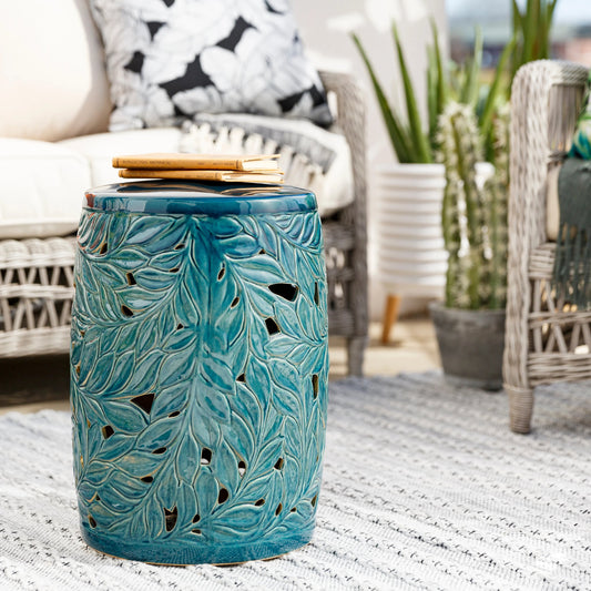 Achilles - 27426 by Livabliss in teal and glazedglazed. Made from top: ceramic, base: ceramic in a coastal style.