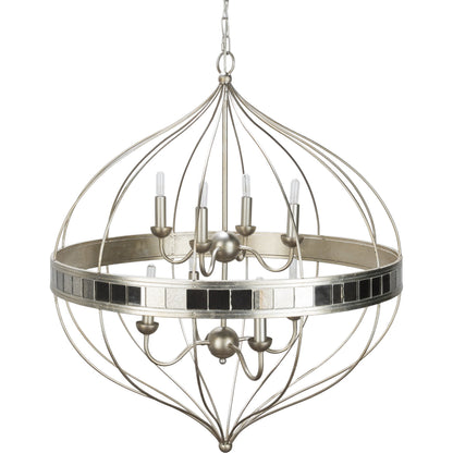 Aerial Ceiling Light - 22207 by Surya in translucent, metallic silver. Made from metal, mirror in a modern style.
