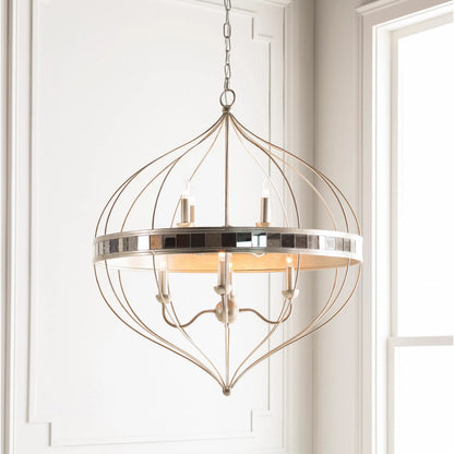 Aerial Ceiling Light - 22207 by Surya in translucent, metallic silver. Made from metal, mirror in a modern style.