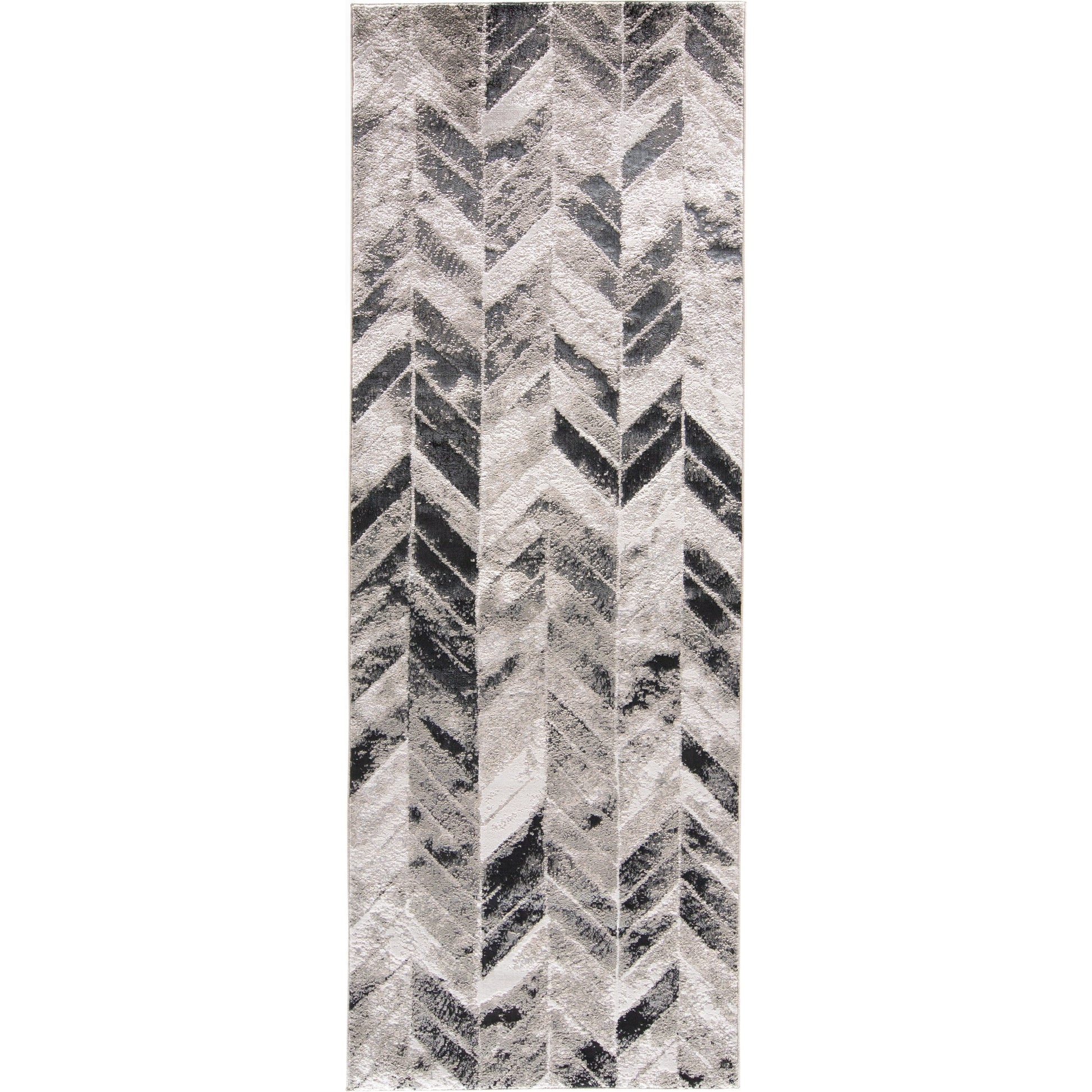 Micah Chevron Rug - 3048F by Feizy in black, gray, silver. Made from polyester, polypropylene in a unique style.
