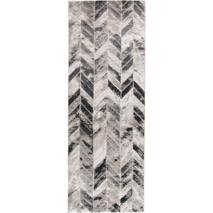 Micah Chevron Rug - 3048F by Feizy in black, gray, silver. Made from polyester, polypropylene in a unique style.