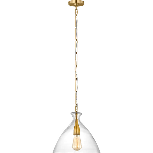 Athena Medium Pendant by Visual Comfort & Co. in burnished brass. Made from steel in a unique style.
