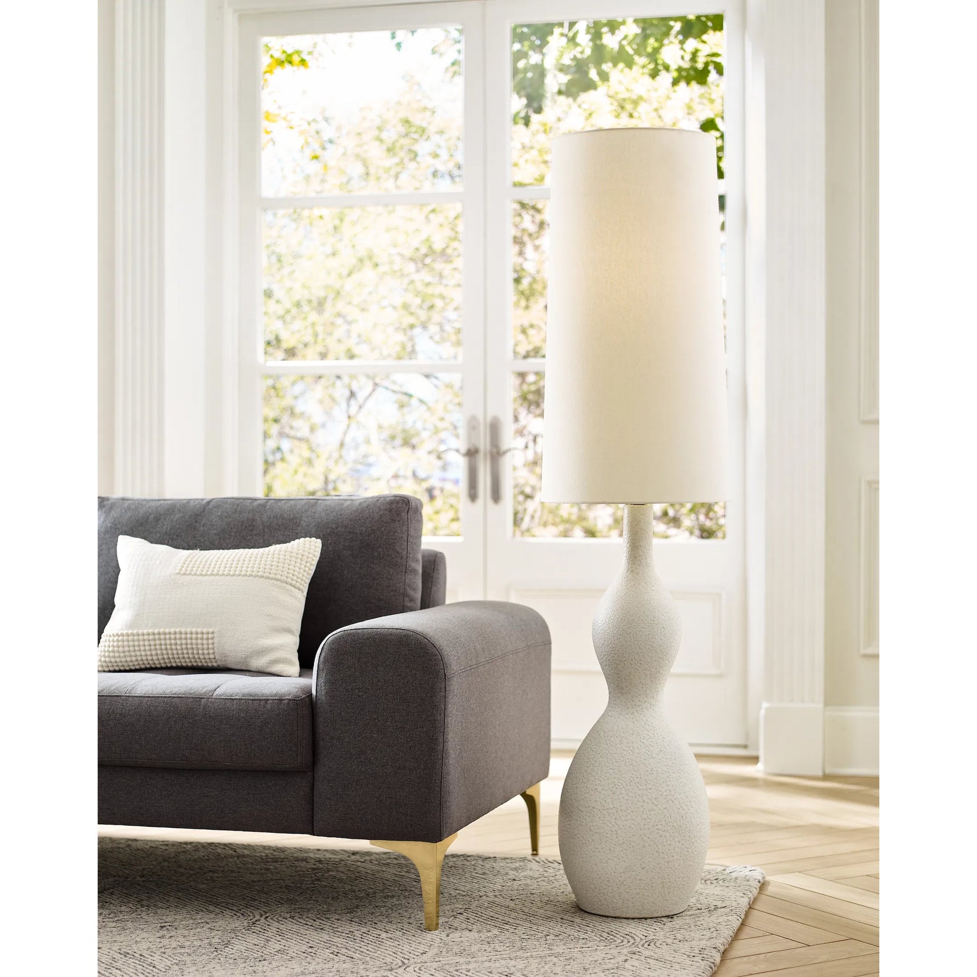 Antonina Floor Lamp by Visual Comfort & Co. in blue celadon. Made from ceramic in a unique style.