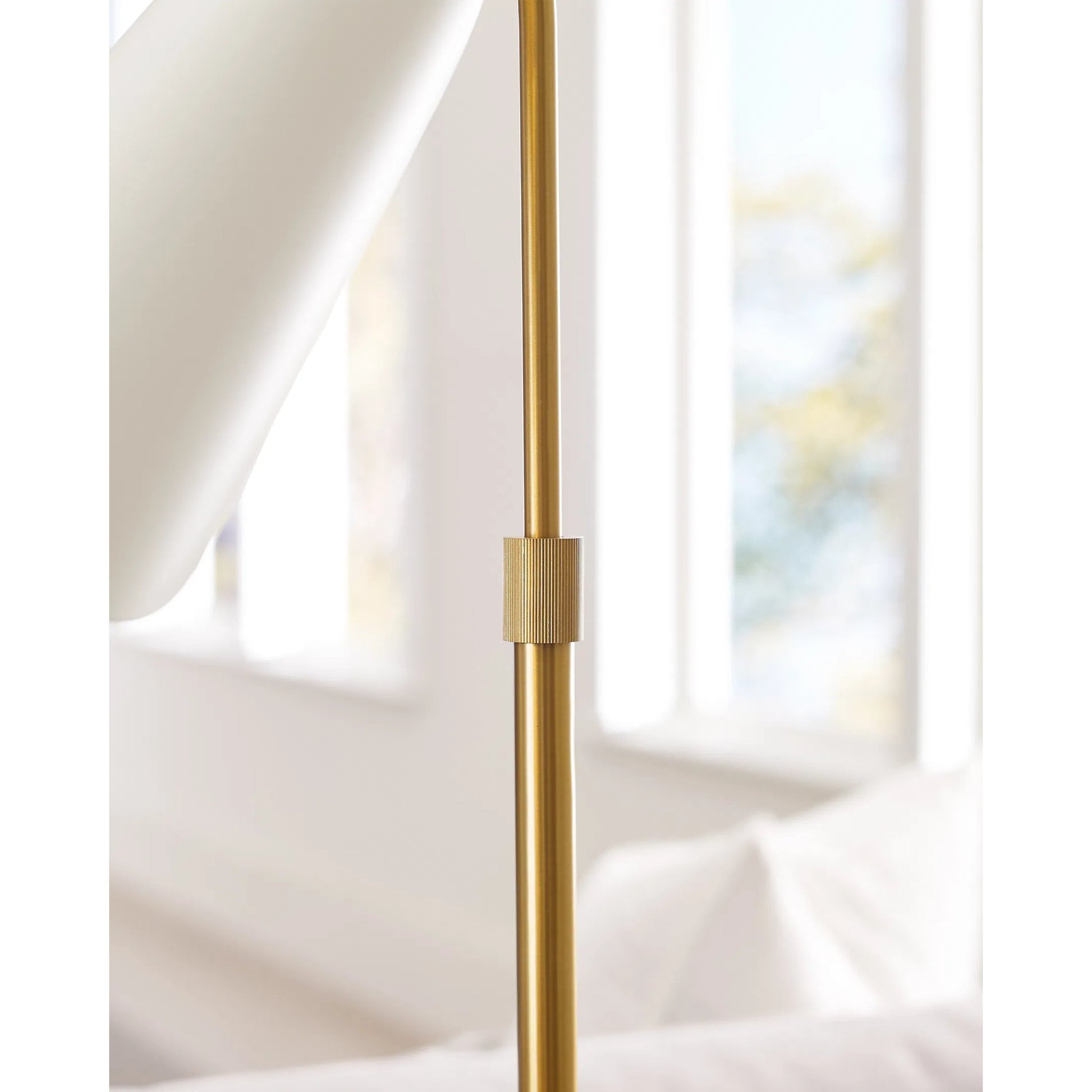 Tresa Task Table Lamp by Visual Comfort & Co. in midnight black, brass. Made from steel in a unique style.