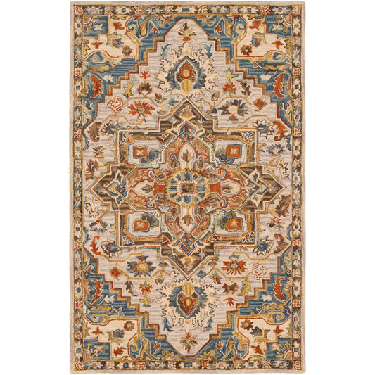 Artemis Rug - 24182 by Livabliss in rust, blue, slate, light olive, camel. Made from 100% wool in a unique style.