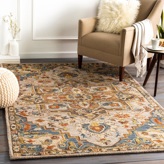 Artemis Rug - 24182 by Livabliss in brick red, blue. Made from 100% wool in a unique style.