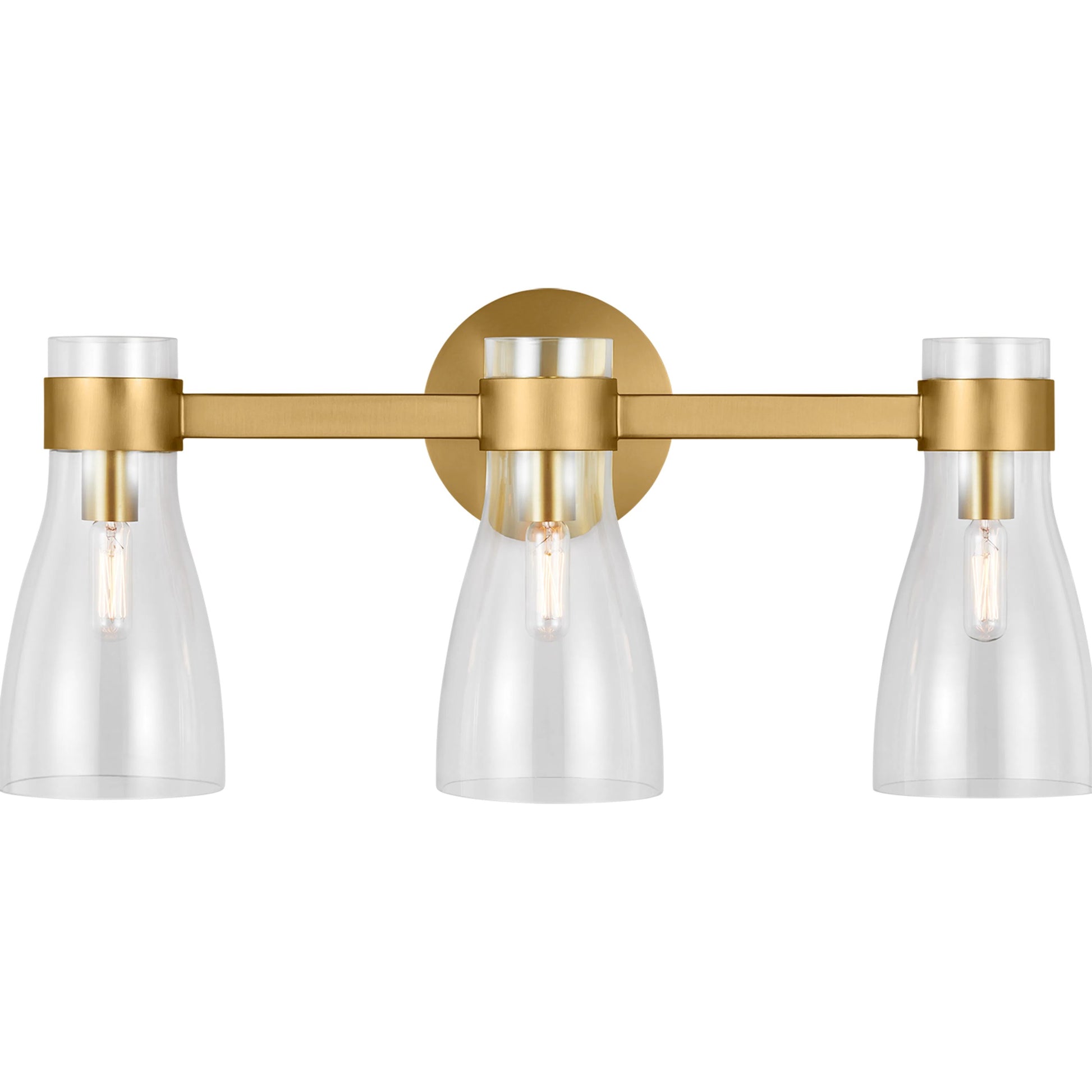 Moritz Three Light Vanity by Visual Comfort & Co. in polished nickel. Made from steel in a modern style.