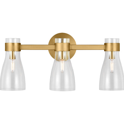 Moritz Three Light Vanity by Visual Comfort & Co. in polished nickel. Made from steel in a modern style.