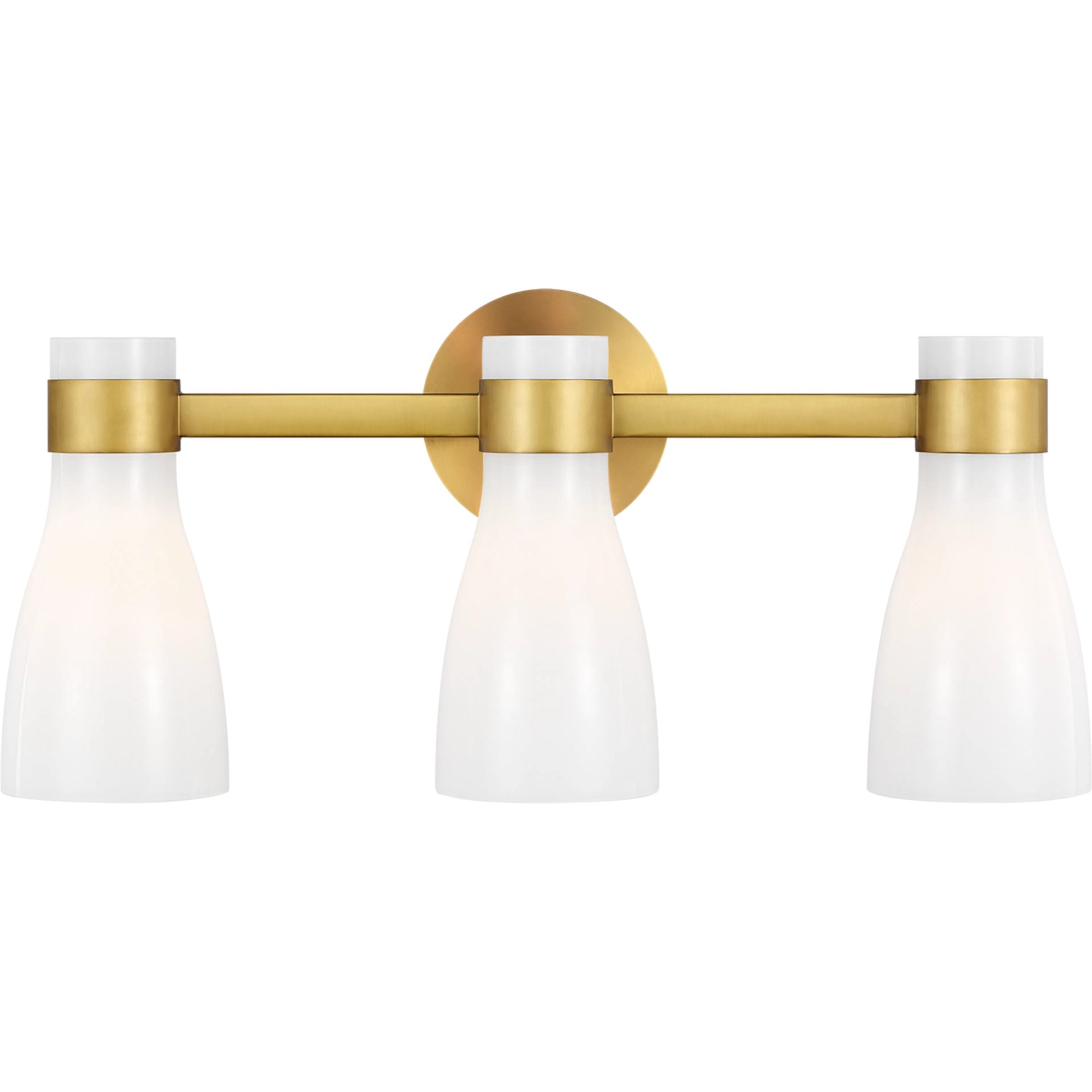 Moritz Three Light Vanity by Visual Comfort & Co. in polished nickel. Made from steel in a modern style.