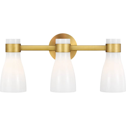 Moritz Three Light Vanity by Visual Comfort & Co. in polished nickel. Made from steel in a modern style.