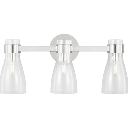 Moritz Three Light Vanity by Visual Comfort & Co. in polished nickel. Made from steel in a modern style.
