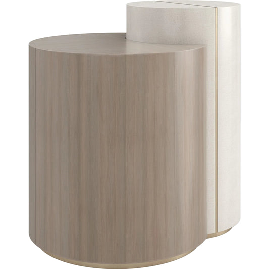 Duality Accent End Table by Caracole in ivory, gold and ivory craze, dry martini, brushed gold paint. Made from poplar, koto in a unique style.