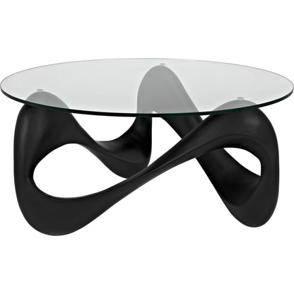 Orion Coffee Table by Noir in black. Made from resin, glass in a modern style.