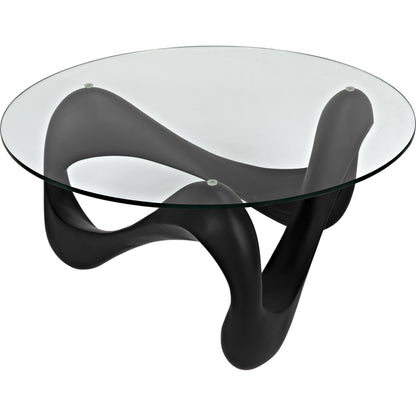Orion Coffee Table by Noir in black. Made from resin, glass in a modern style.