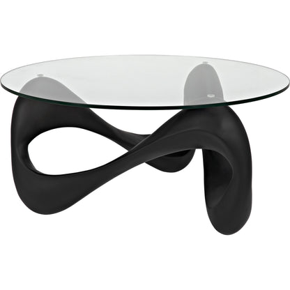 Orion Coffee Table by Noir in black. Made from resin, glass in a modern style.