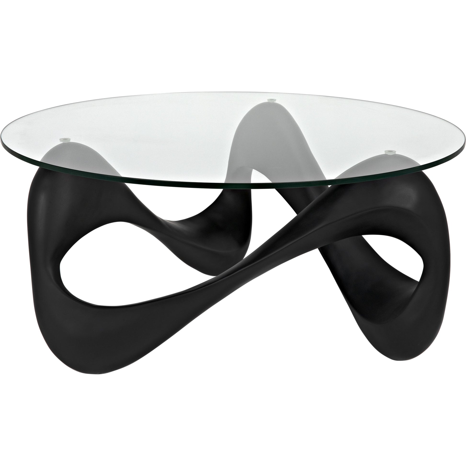 Orion Coffee Table by Noir in black. Made from resin, glass in a modern style.
