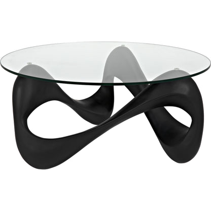 Orion Coffee Table by Noir in black. Made from resin, glass in a modern style.