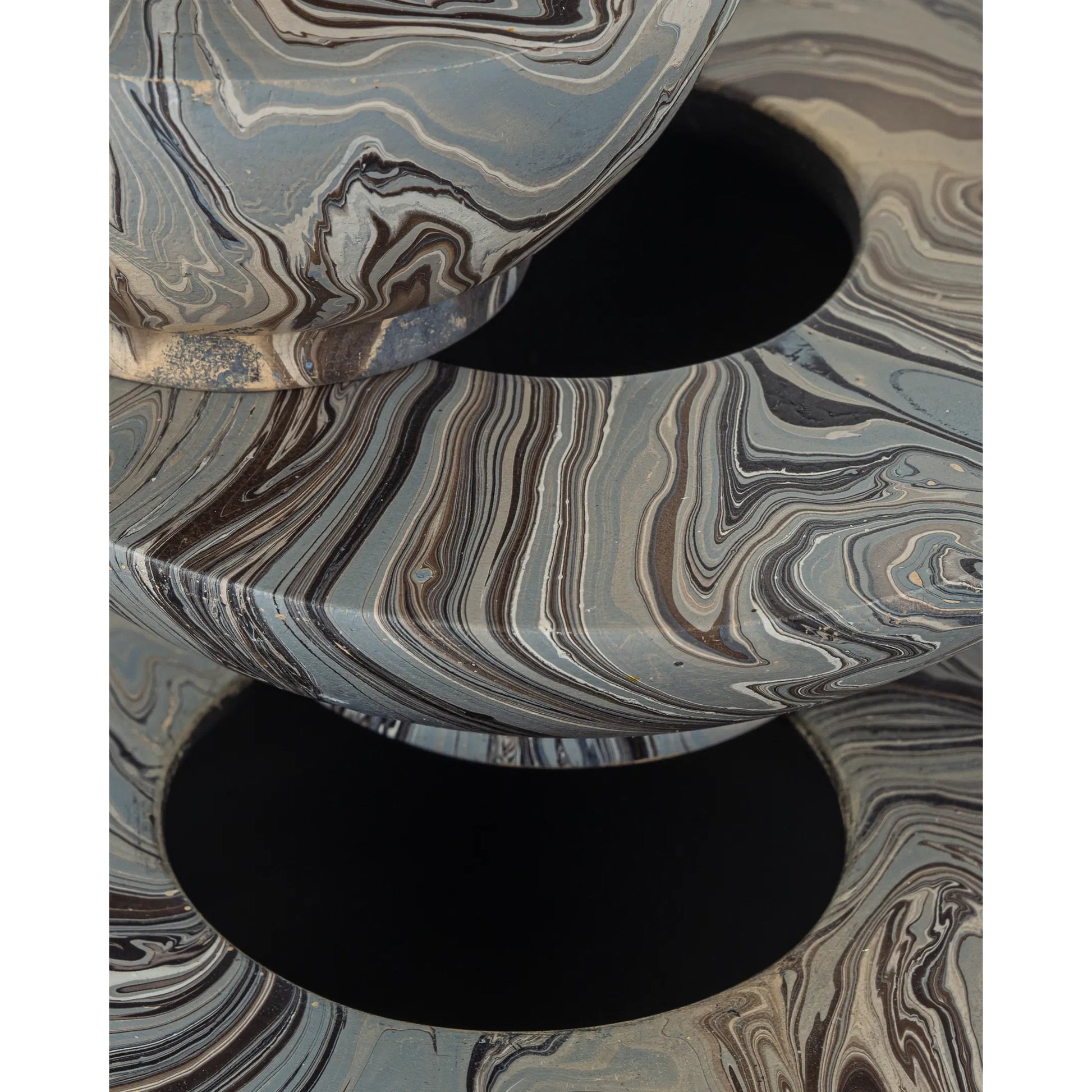 Stacking Box Set by Currey and Company in marbleized gray. Made from wood in a unique style.