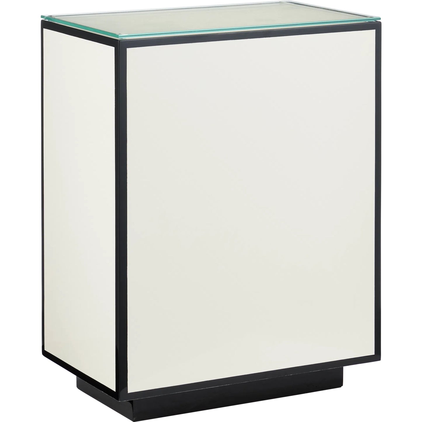 001 SI-2257268 | Primary Silo | Ivory Lacquer Side Table by Currey and Company in white, black, clear. Made from engineered wood, glass in a modern style.