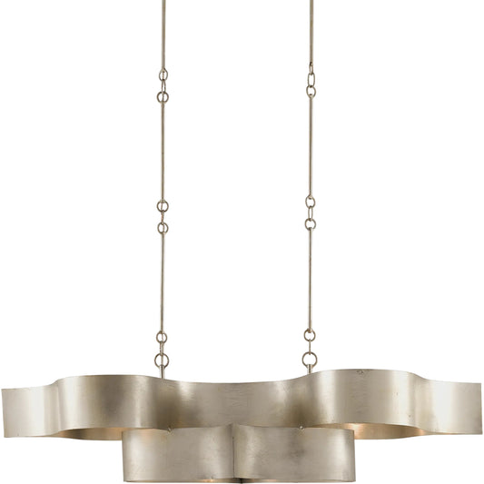 Grand Lotus Oval Chandelier by Currey and Company. Made from wrought iron in a modern style.