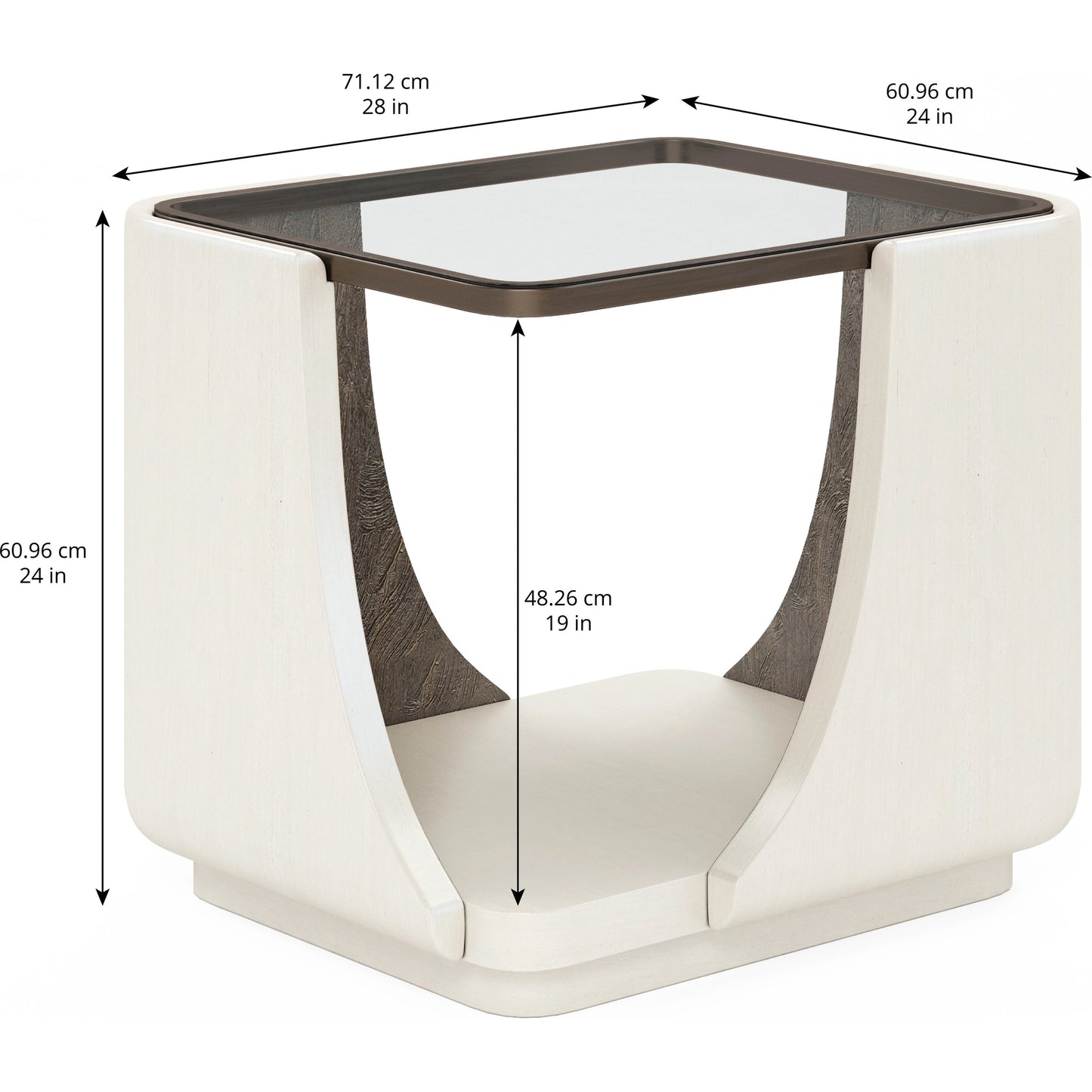 004 SI-2064941 | Additional Silo | Blanc End Table by A.R.T. Furniture in alabaster, burnished bronze. Made from parawood solids, resin, metal, glass in a modern style.