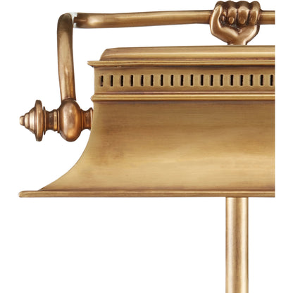 Malvasia Desk Lamp by Currey and Company in vintage brass. Made from brass in a traditional style.