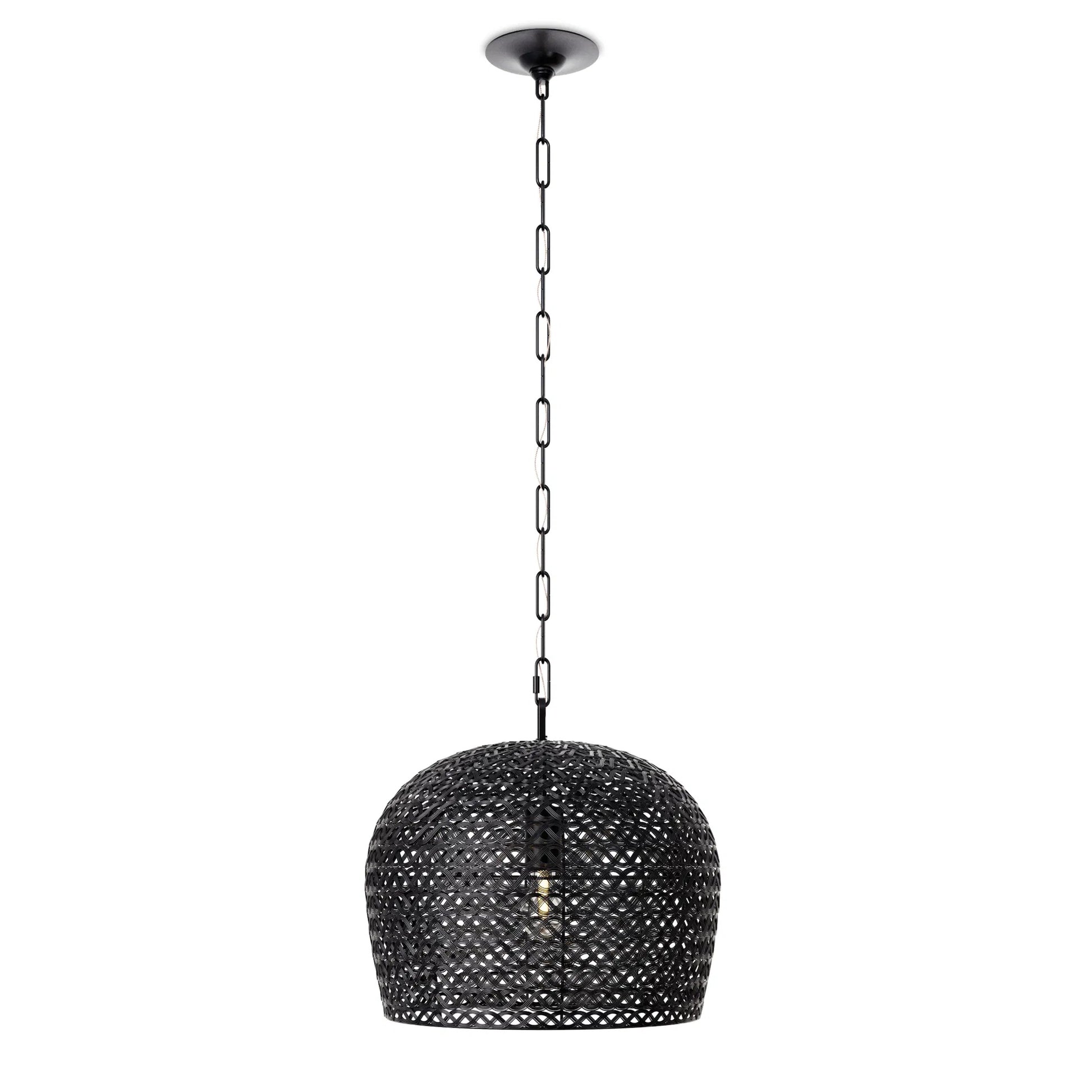 Piero Pendant by Currey and Company in satin black. Made from metal in a cottage & farmhouse style.