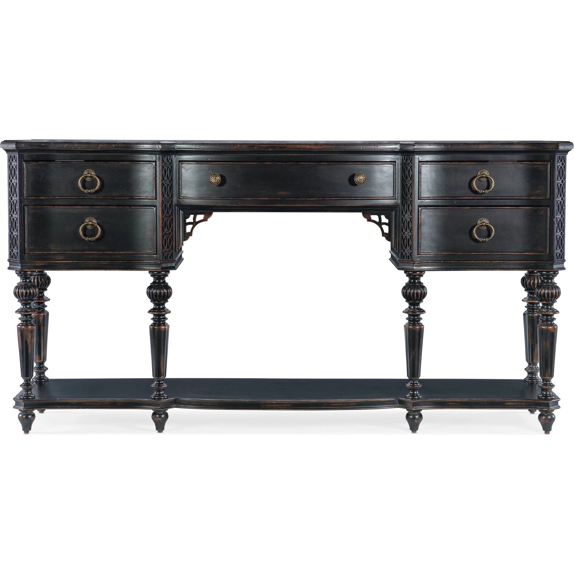 Charleston Five-Drawer Server by Hooker Furniture in black cherry. Made from cherry veneers, solid-wood edge top in a traditional style.