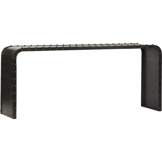 Gunnar Industrial Console Table by Arch & Plane in black, silver and gunmetal finish. Made from iron in a modern style.