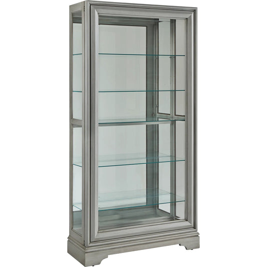 Traditional Sliding Door Curio by Pulaski Furniture in gray. Made from birch wood in a unique style.