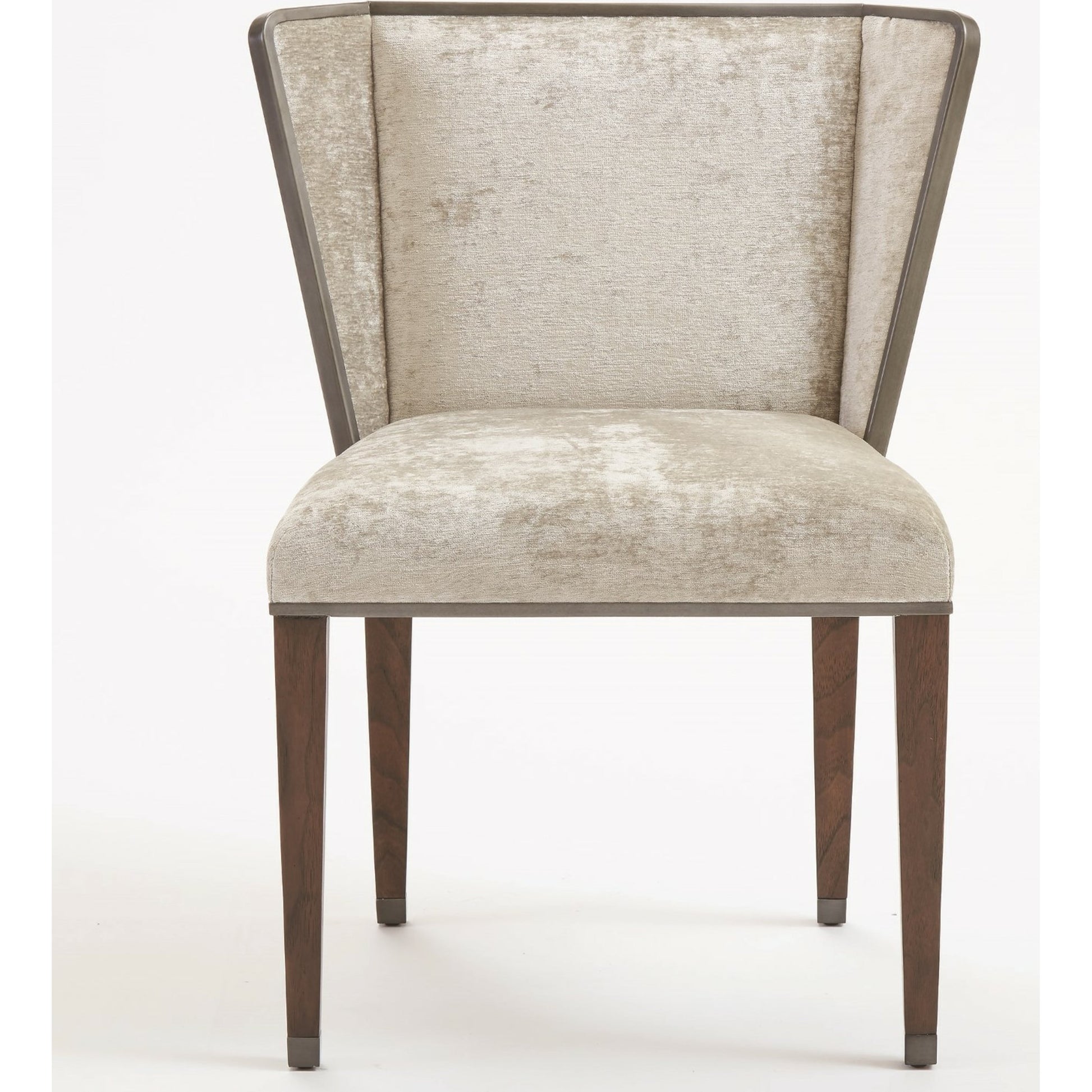 Argento Chair by Global Views in pewter. Made from acacia, beech, raffia, steel, velvet in a transitional style.