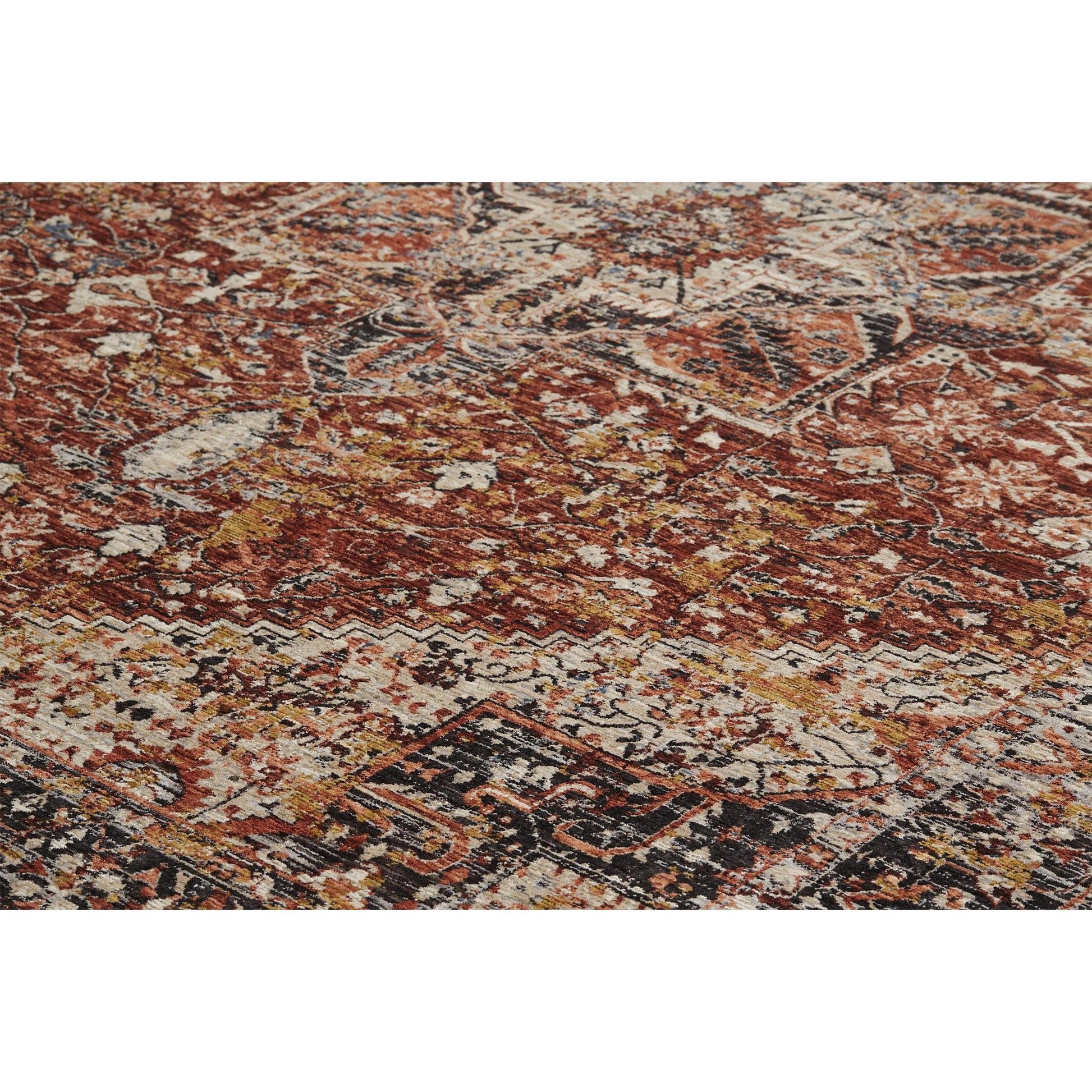 Caprio Transitional Rug - 3960F by Feizy in red, ivory, black. Made from polyester, viscose in a unique style.