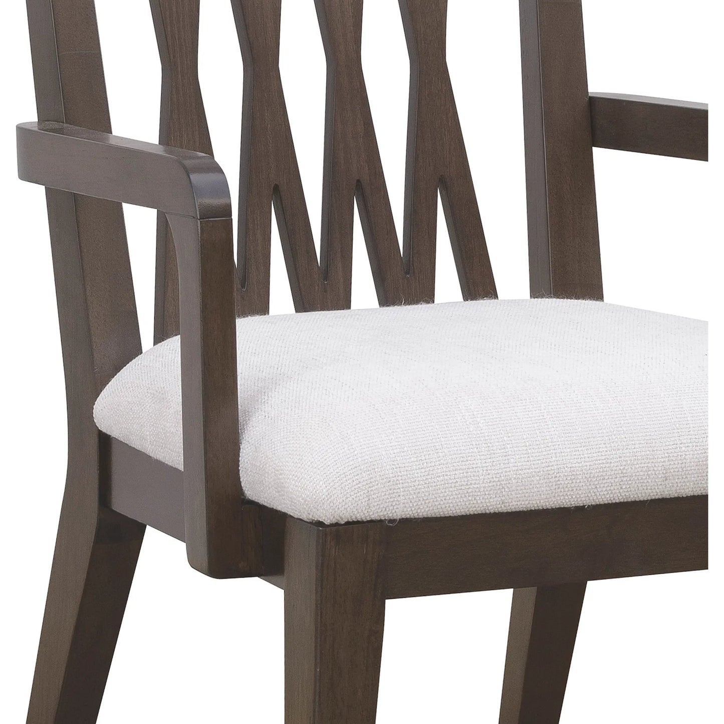 004 SI-2449352 | Closeup | Asher Park Wood Back Arm Chair by Pulaski Furniture in piano brown. Made from eucalyptus veneers in a unique style.