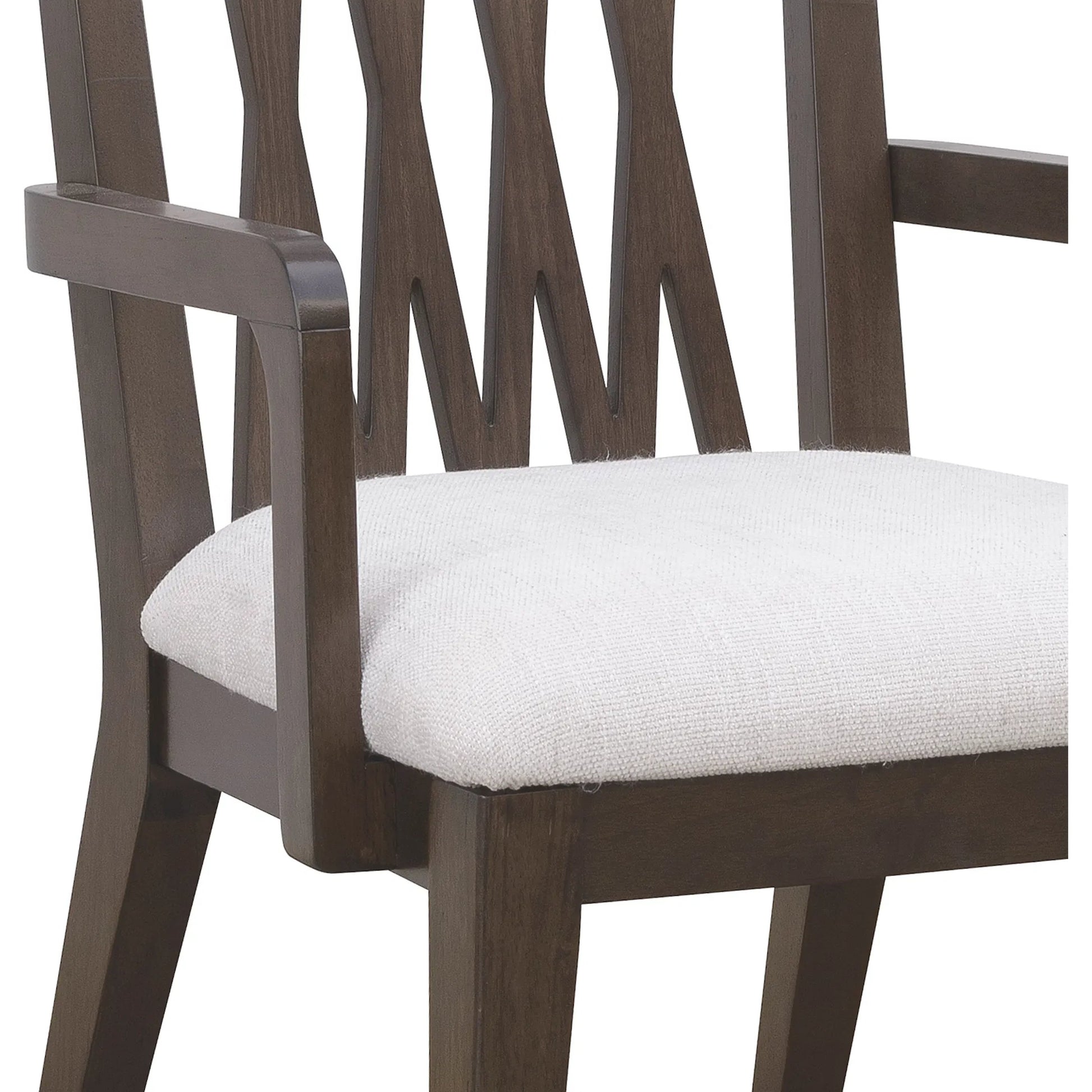 Asher Park Wood Back Arm Chair by Pulaski Furniture in piano brown. Made from eucalyptus veneers in a unique style.