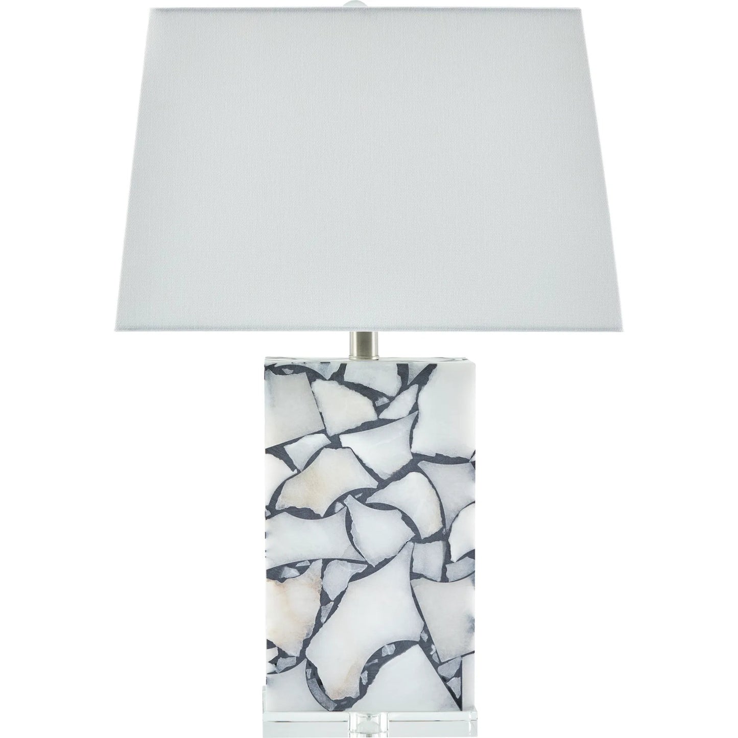 001 SI-2246010 | Primary Silo | Angelo AGL-002 Table Lamp by Livabliss in body: brick; base: clear; shade (outside): cream; shade (inside): white; finial: clear; harp: metallic - nickel; cord: translucent and polishedmarbledpolished. Made from stone, cryst