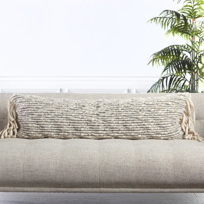 Angora AGO01 Pillow by Jaipur Living in gray, cream. Made from 70% wool, 20% polyester, 10% linen in a unique style.