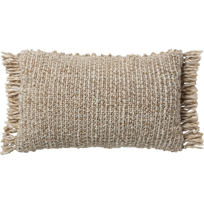 Angora AGO21 Pillow by Jaipur Living in tan. Made from 60% pet yarn 40% wool in a unique style.