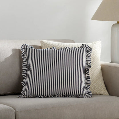Augusta Pillow - 6889 by Livabliss in light silver, jet black, dark grey, ash, slate blue, sage. Made from front: 85% cotton, front: 15% linen, back: 85% cotton, back: 15% linen in a modern styl