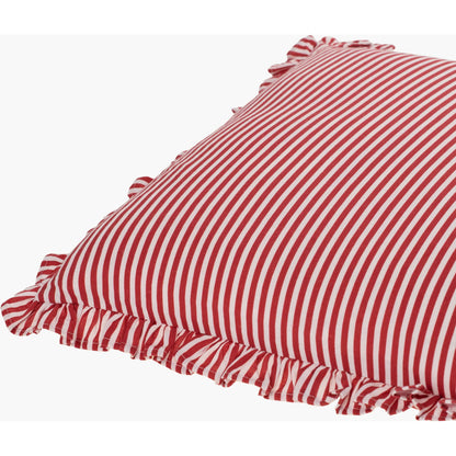 Augusta Striped Accent Pillow by Livabliss in 'crimson, snow'. Made from cotton, flax in a eclectic & global style.