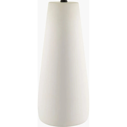 Algoz Accent Table Lamp by Livabliss in body: white; shade: white; finial: metallic - nickel; harp: metallic - nickel; cord: white and hand painted. Made from concrete, cotton, iron in a modern style.