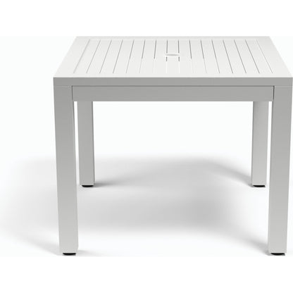 Naples Outdoor Square 36" Dining Table by Sunset West in white. Made from aluminum in a modern style.