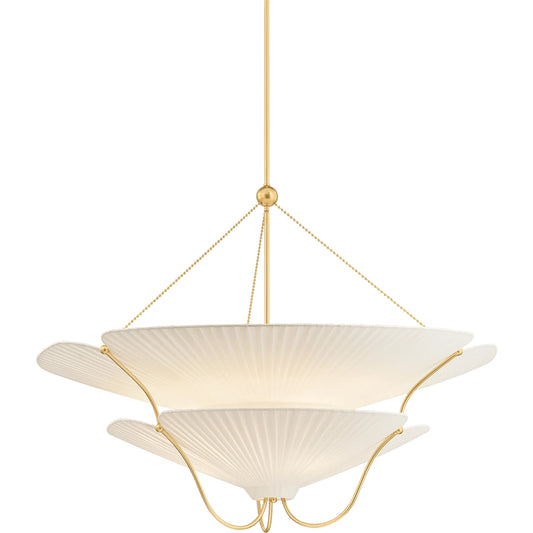Gerhard Chandelier by Hudson Valley in aged brass. Made from unique in a modern style.