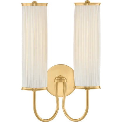 Elaine Wall Sconce by Hudson Valley in aged brass. Made from unique in a transitional style.
