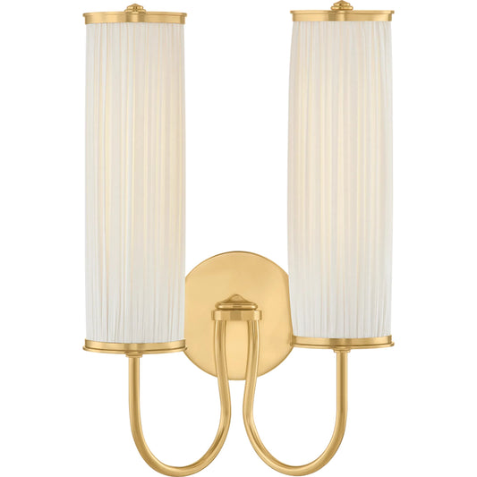 Elaine Wall Sconce by Hudson Valley in aged brass. Made from unique in a transitional style.