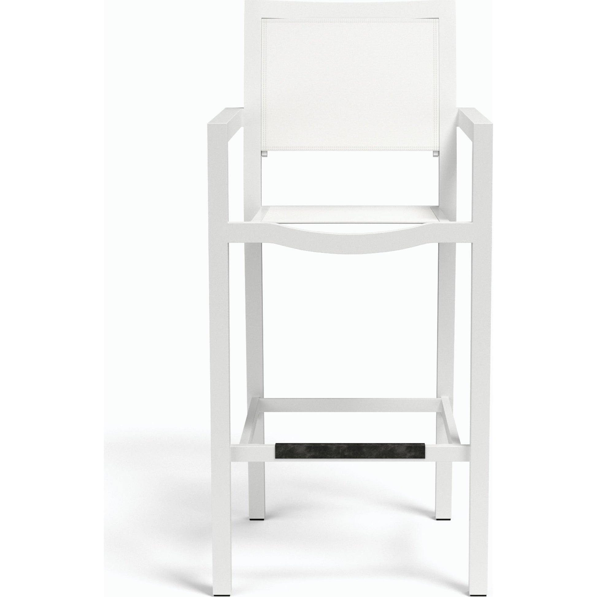 Naples Outdoor Sling Barstool by Sunset West in white. Made from aluminum in a modern style.